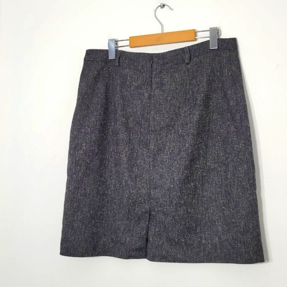 Le Grenier A-Line Knee Skirt Heathered Gray Herringbone Lined Stretch Womens 11 - Picture 5 of 12